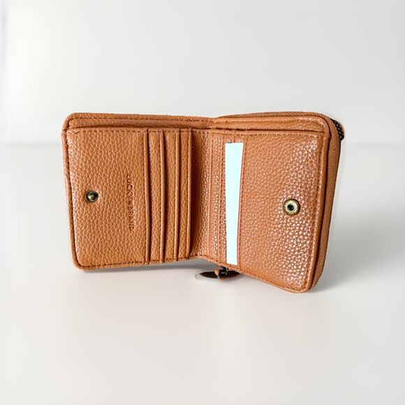 LUCKY BRAND Brown Tan Pebbled Faux Leather Bifold Wallet ZipAround Change Pocket - Picture 6 of 14